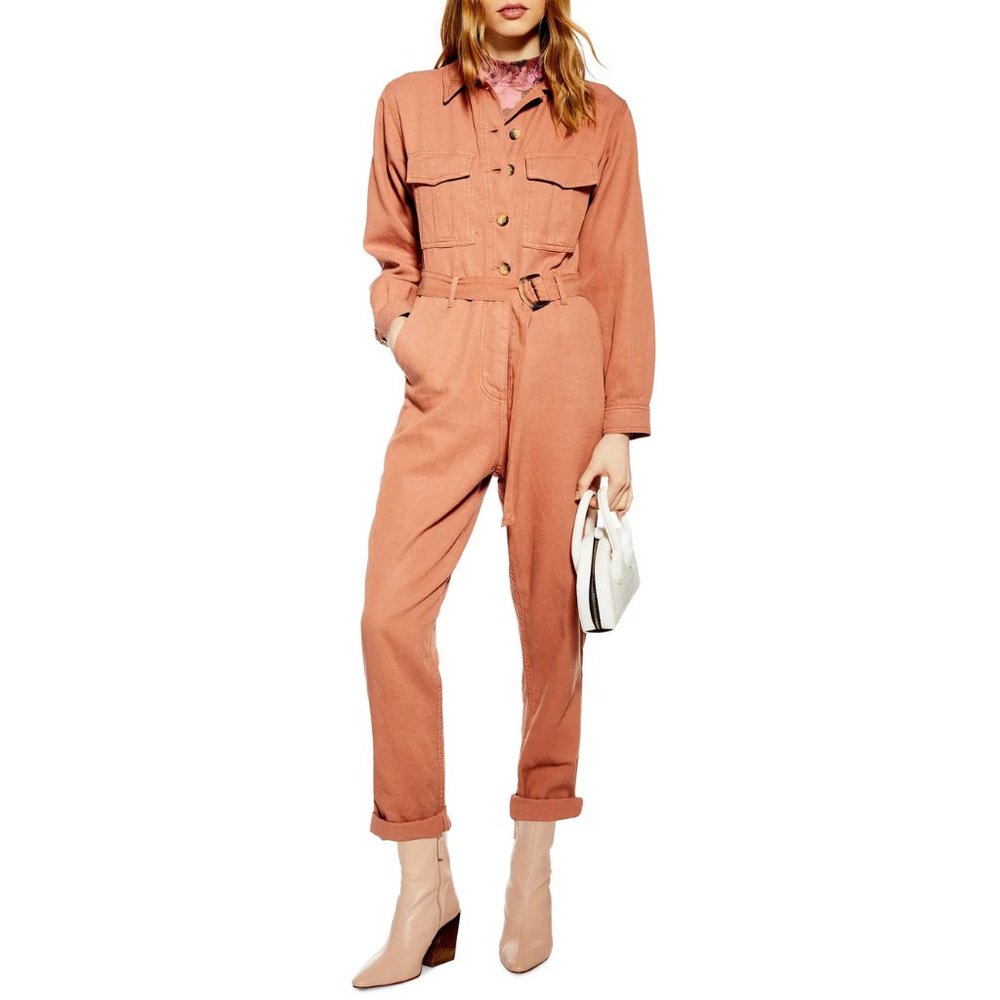 SOLD--TOPSHOP JAVA BELTED BOILERSUIT | US 6 | RUST